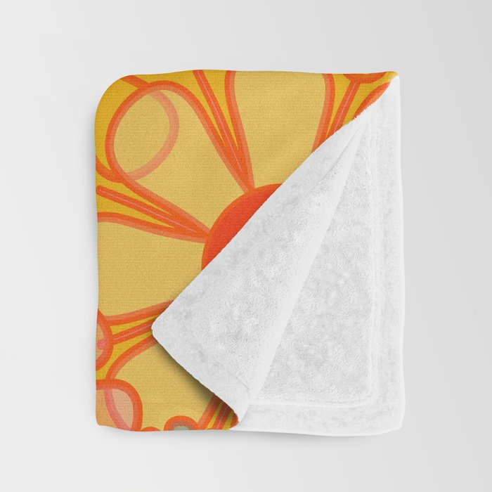 Yellow Retro Garden Flowers Vintage 60s 70s Aesthetic Floral Pattern Throw Blanket Gallery Image 3