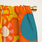 Yellow Retro Garden Flowers Vintage 60s 70s Aesthetic Floral Pattern Window Curtain Gallery Image 2