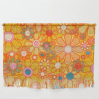 Yellow Retro Garden Flowers Vintage 60s 70s Aesthetic Floral Pattern Wall Hanging Gallery Image 1