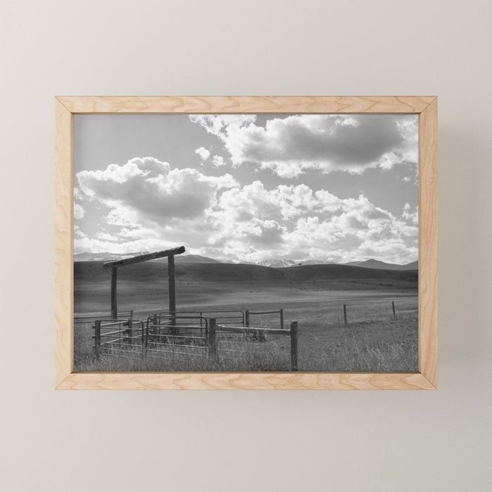 Montan Ranch Life x Black and White Montana Landscape Photography Mini Art Print Gallery Image 1