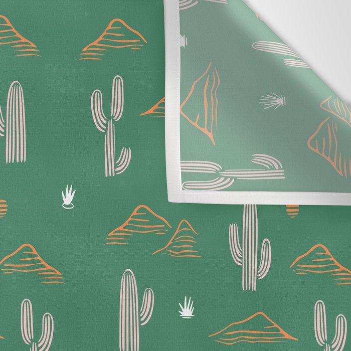 Retro cactus plant art pattern Wall Tapestry Gallery Image 3