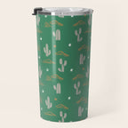 Retro cactus plant art pattern Travel Mug Gallery Image 3