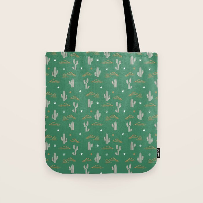 Retro cactus plant art pattern Tote Bag Gallery Image 1