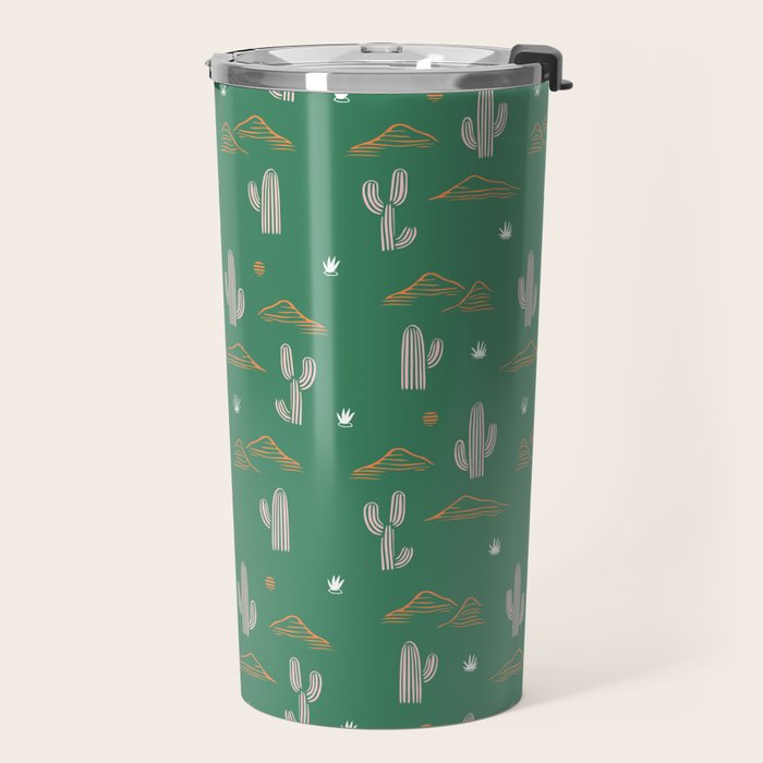 Retro cactus plant art pattern Travel Mug Gallery Image 2
