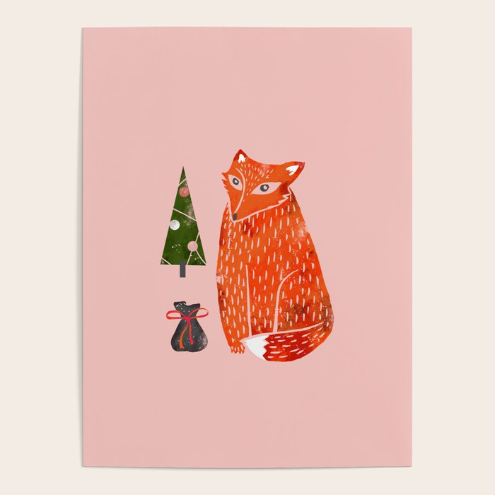 Christmas fox - illustration Poster Gallery Image 1