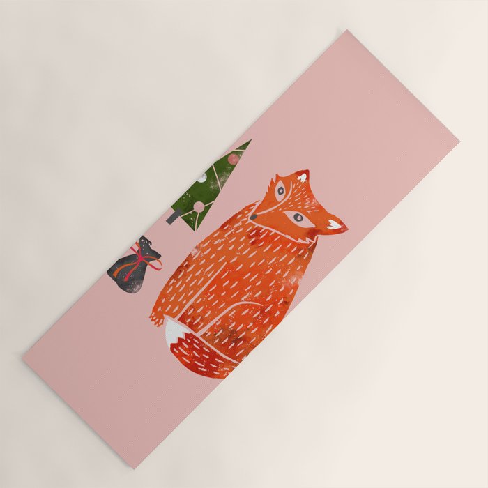 Christmas fox - illustration Yoga Mat Gallery Image 1