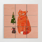 Christmas fox - illustration Wood Wall Art Gallery Image 1