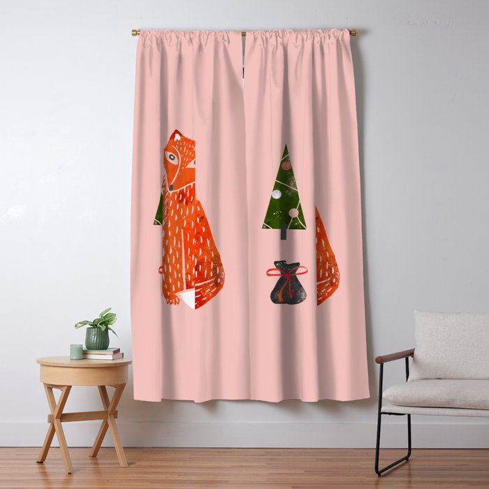 Christmas fox - illustration Window Curtain Gallery Image 5