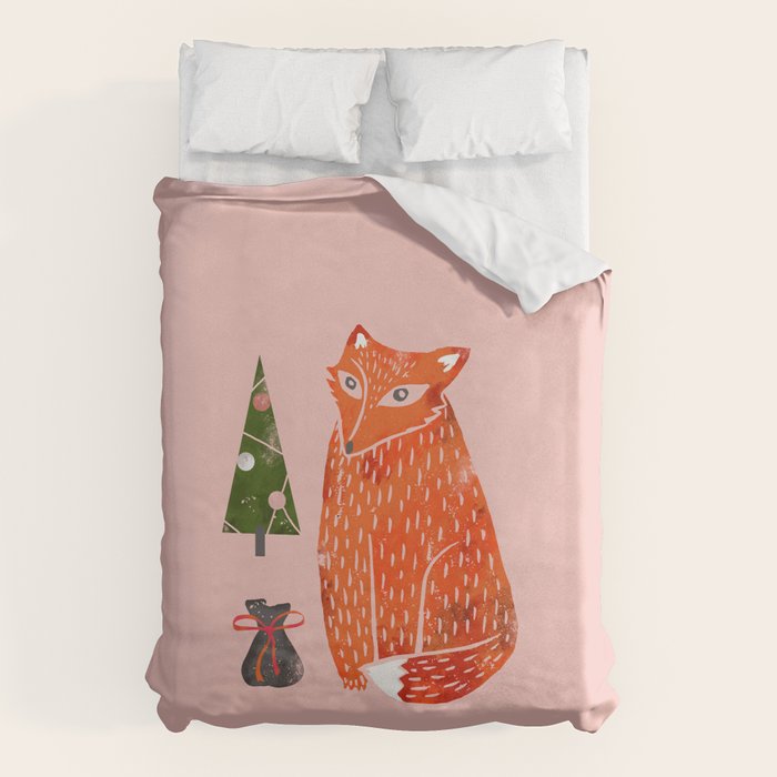 Christmas fox - illustration Duvet Cover Gallery Image 6