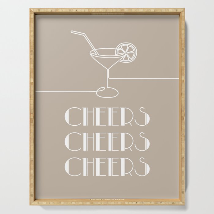 Cheers Cocktail (Beige) Serving Tray Gallery Image 1