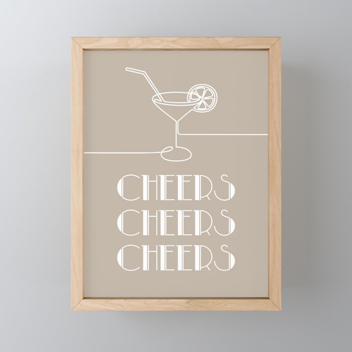 Cheers Cocktail (Beige) Mini Art Print Gallery Image 1