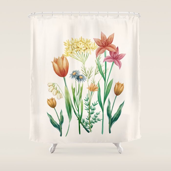 Vibrant Flowers 03 Shower Curtain Gallery Image 1