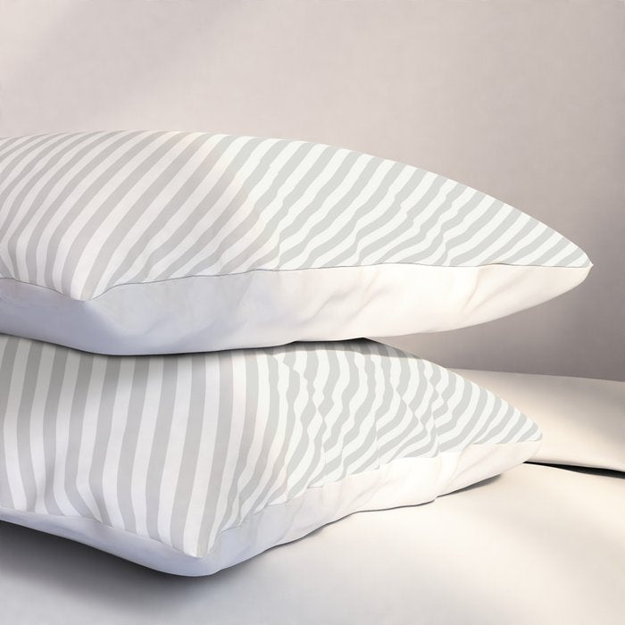 Angular Stripes - White and Grey Pillow Sham Gallery Image 3