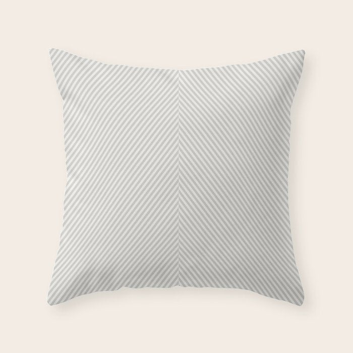 Angular Stripes - White and Grey Throw Pillow Gallery Image 1