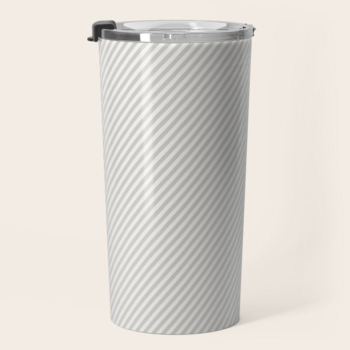 Angular Stripes - White and Grey Travel Mug Gallery Image 3