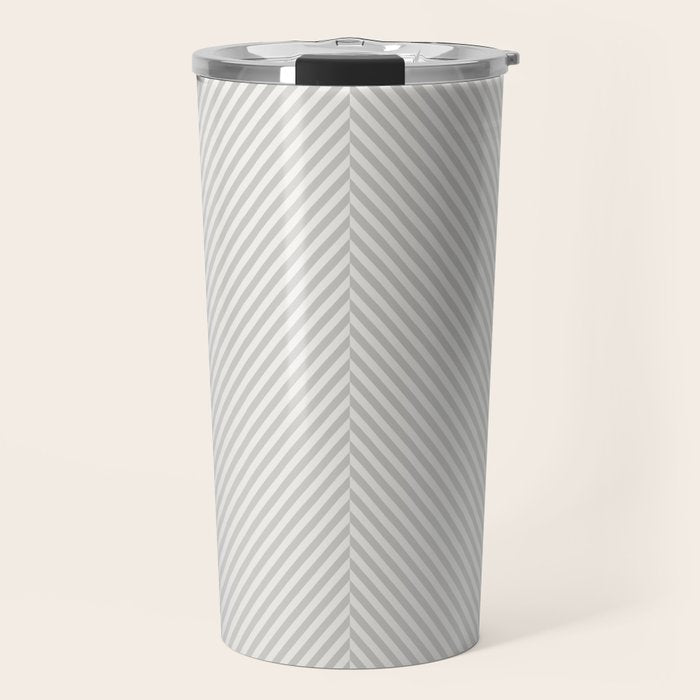 Angular Stripes - White and Grey Travel Mug Gallery Image 1