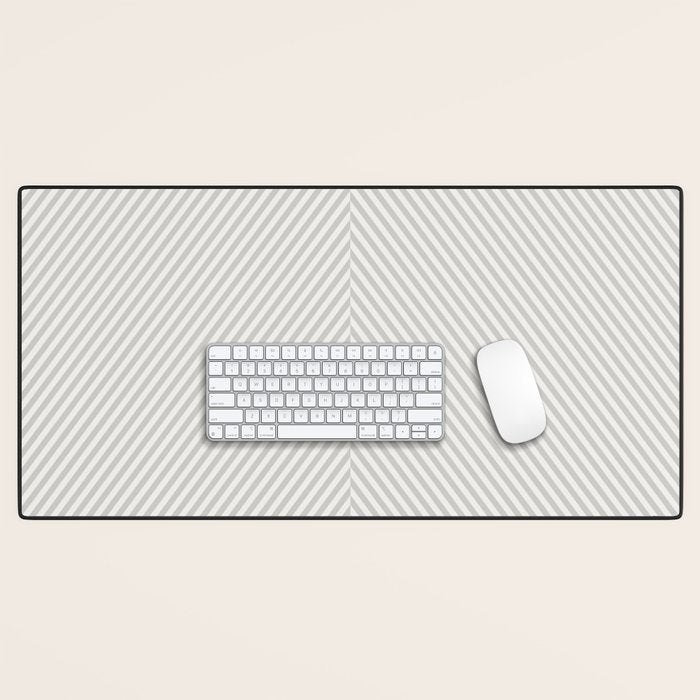 Angular Stripes - White and Grey Desk Mat Gallery Image 1