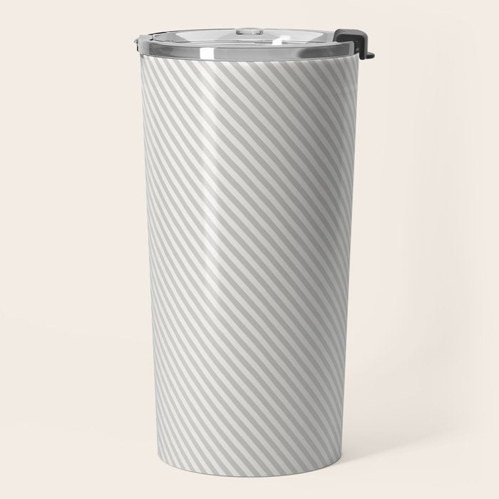 Angular Stripes - White and Grey Travel Mug Gallery Image 2