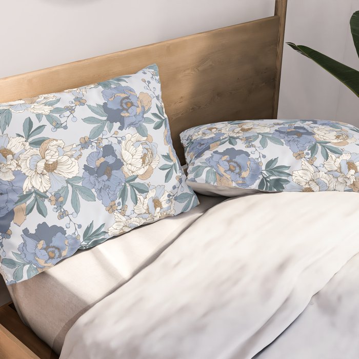  lush blue peonies  Pillow Sham Gallery Image 2