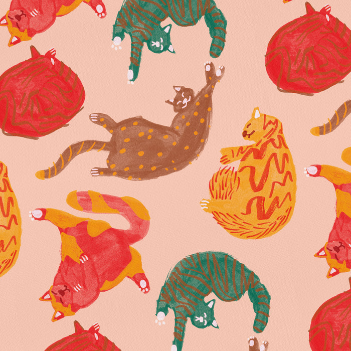 Sleepy Cozy Kitty Cats in Green & Orange Coffee Mug Gallery Image 2