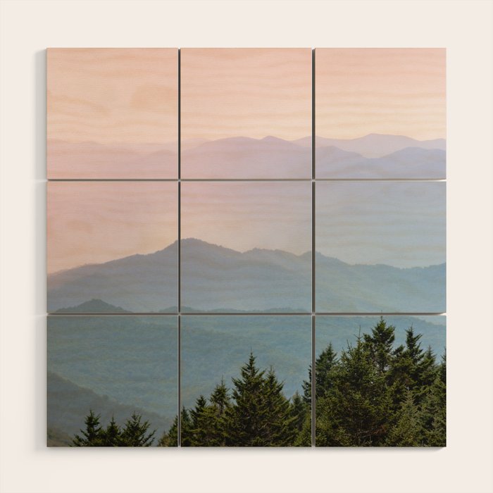 Smoky Mountain Pastel Sunset II Wood Wall Art Gallery Image 1