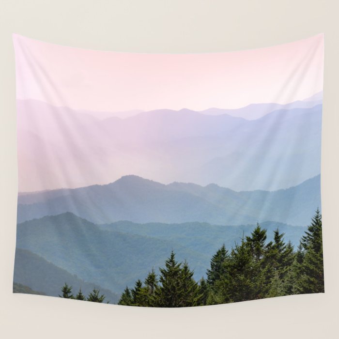 Smoky Mountain Pastel Sunset II Wall Tapestry Gallery Image 4