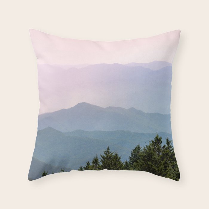 Smoky Mountain Pastel Sunset II Throw Pillow Gallery Image 1