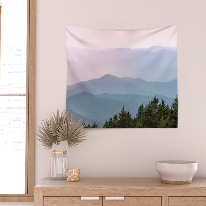 Smoky Mountain Pastel Sunset II Wall Tapestry Gallery Image 2