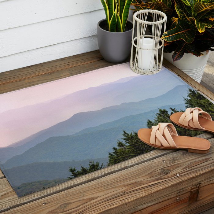 Smoky Mountain Pastel Sunset II Outdoor Rug Gallery Image 2