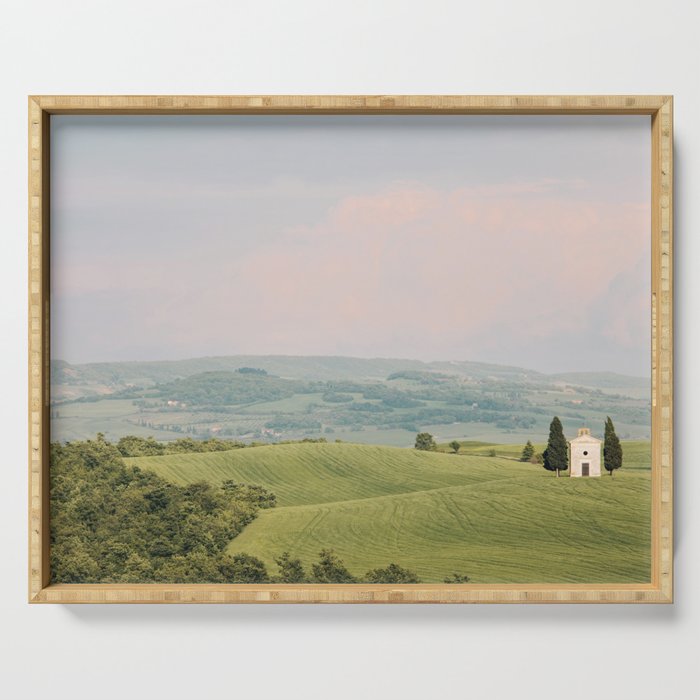 San Quirico d'Orcia, Fine Art Travel Photography Print, Tuscany Italy Serving Tray Gallery Image 1
