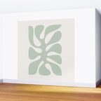 Minimal Abstract Matisse Monstera Pastel Sage Green 1/2 Wall Mural Gallery Image 2