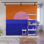 Abstract geo Sunset in blue and orange 3/3 Wall Mural Gallery Image 1