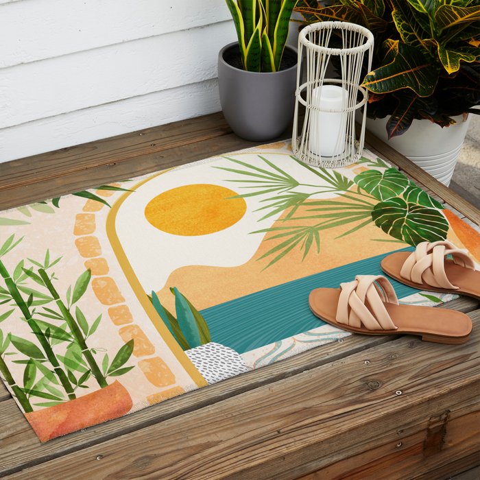 Villa View Tropical Landscape / Villa Series Outdoor Rug Gallery Image 2