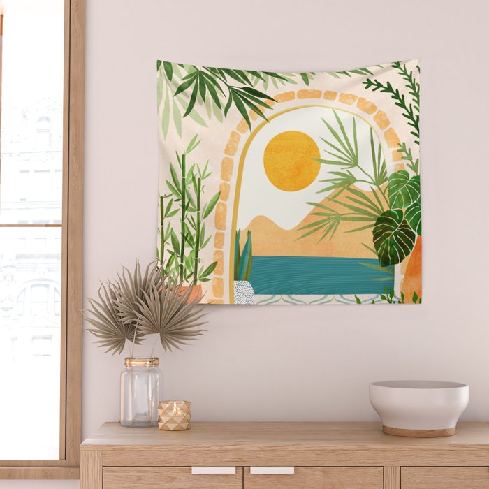 Villa View Tropical Landscape / Villa Series Wall Tapestry Gallery Image 2