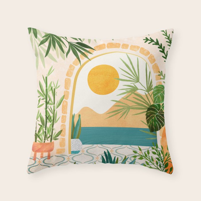 Villa View Tropical Landscape / Villa Series Throw Pillow Gallery Image 6