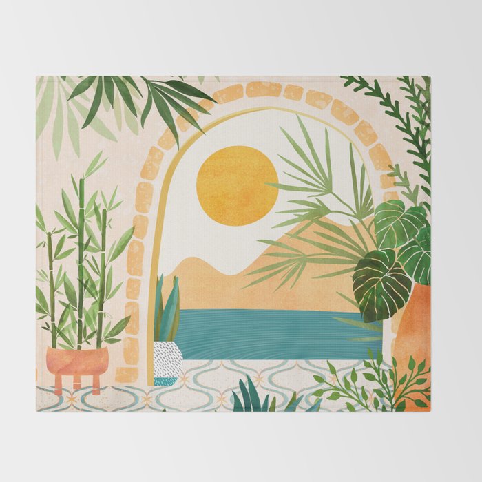 Villa View Tropical Landscape / Villa Series Throw Blanket Gallery Image 2