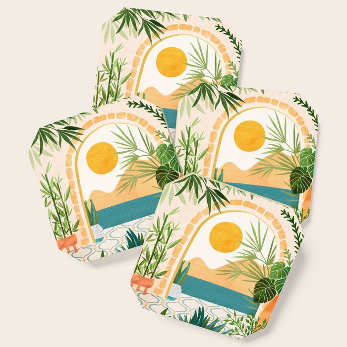 Villa View Tropical Landscape / Villa Series Coaster Gallery Image 1