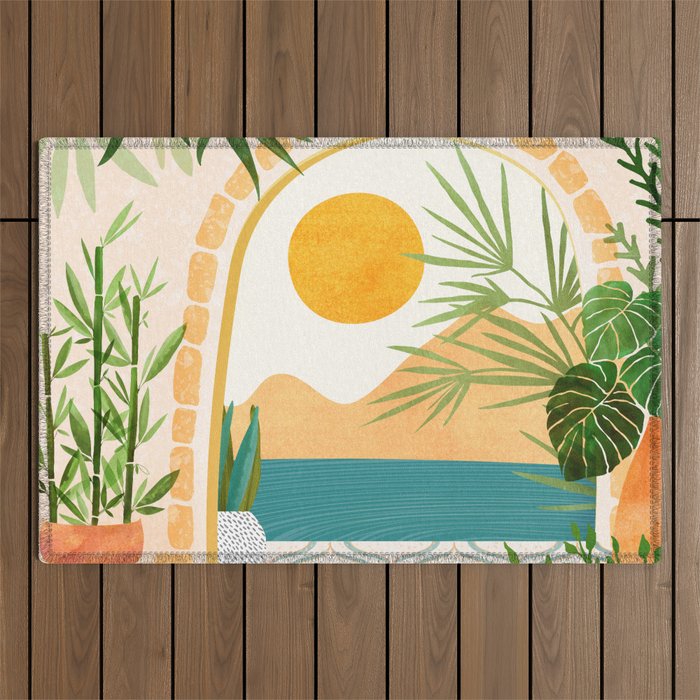Villa View Tropical Landscape / Villa Series Outdoor Rug Gallery Image 1