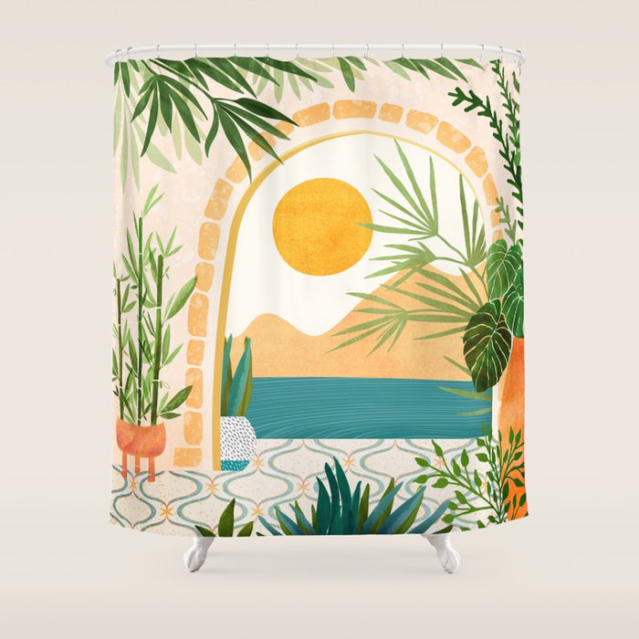 Villa View Tropical Landscape / Villa Series Shower Curtain Gallery Image 1