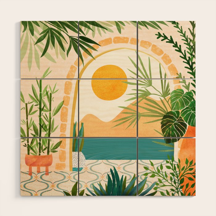 Villa View Tropical Landscape / Villa Series Wood Wall Art Gallery Image 1