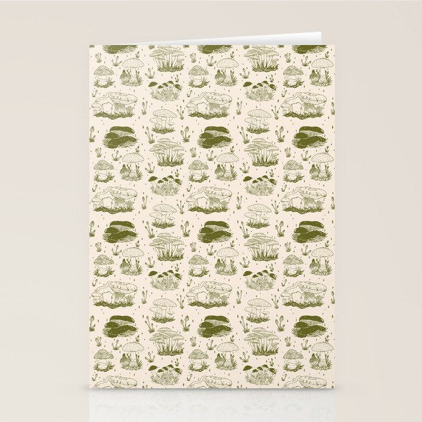 Mushroom Toile in Green Stationery Card Gallery Image 2