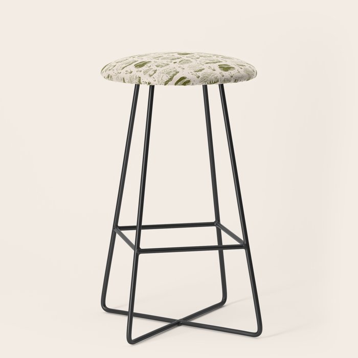 Mushroom Toile in Green Stool Gallery Image 1