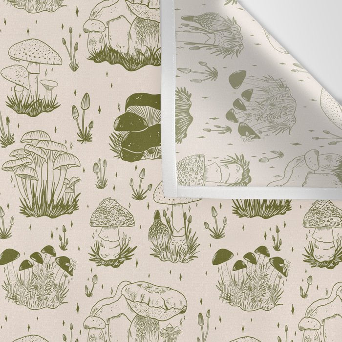 Mushroom Toile in Green Wall Tapestry Gallery Image 3
