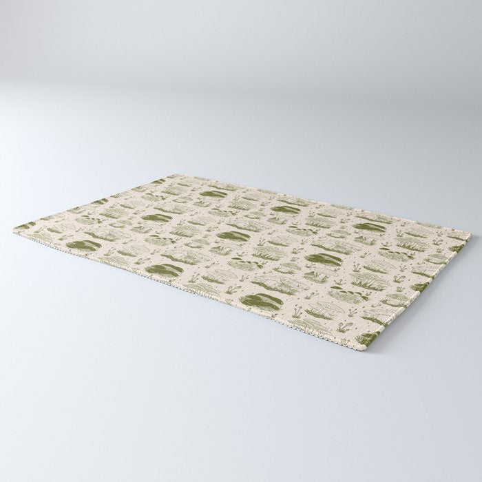 Mushroom Toile in Green Rug Gallery Image 3