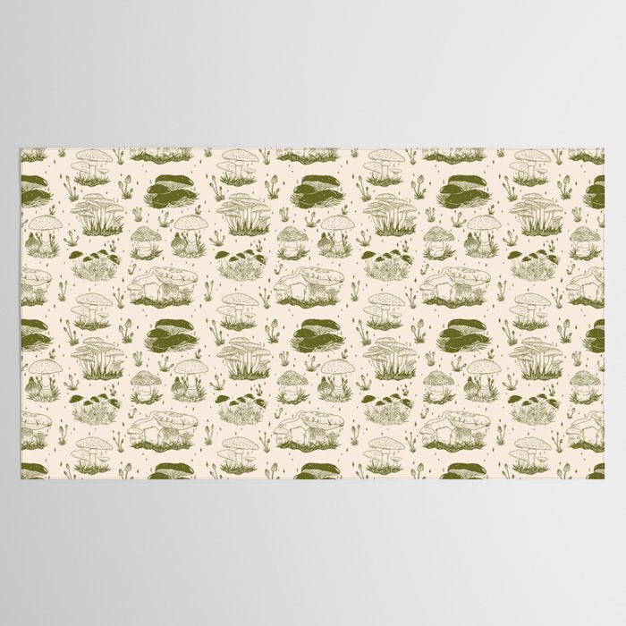 Mushroom Toile in Green Tablecloth Gallery Image 2