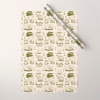 Mushroom Toile in Green Wrapping Paper Gallery Image 1
