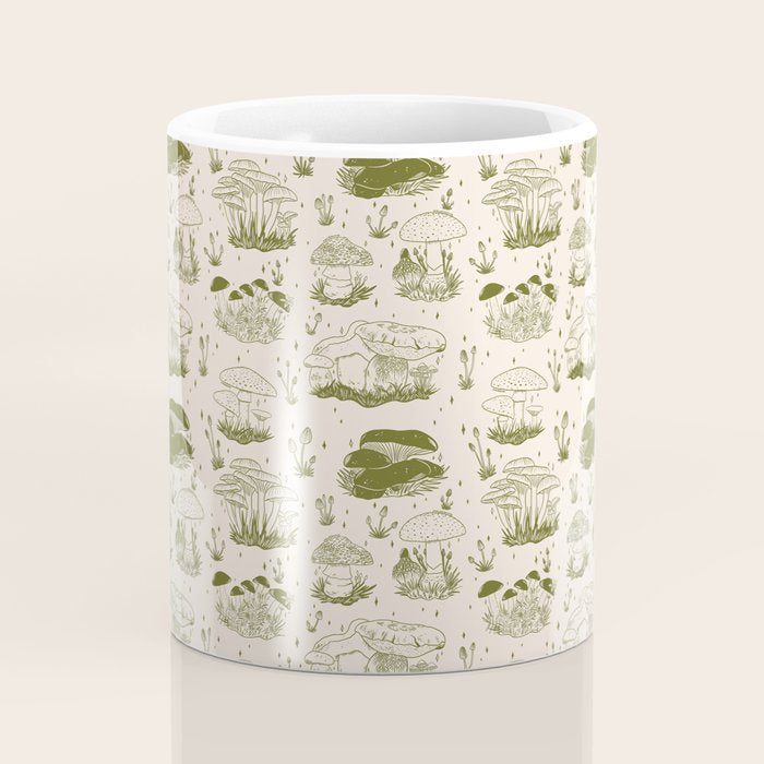 Mushroom Toile in Green Coffee Mug Gallery Image 4