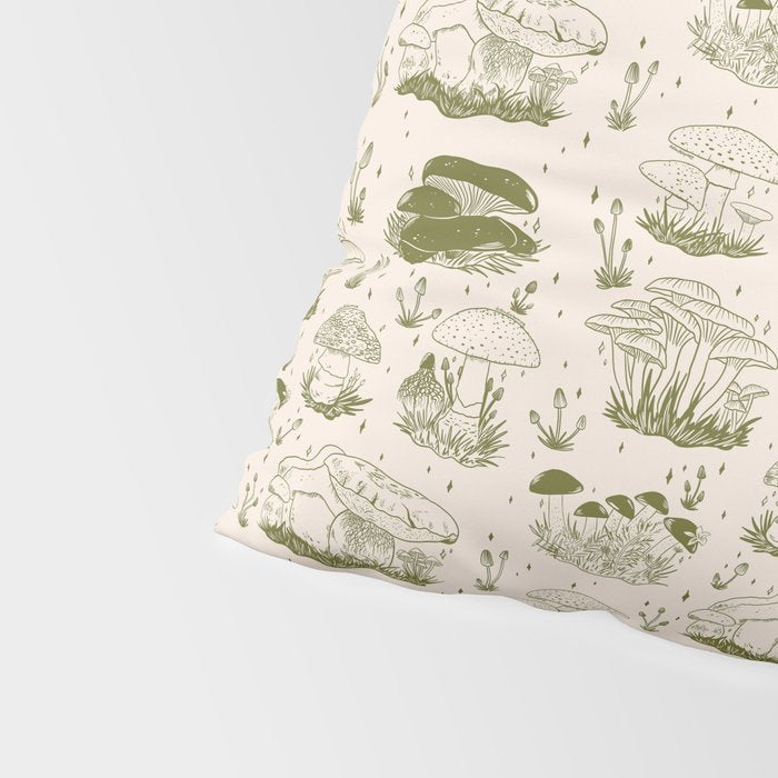 Mushroom Toile in Green Pillow Sham Gallery Image 4