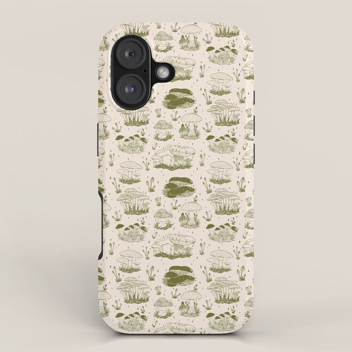 Mushroom Toile in Green iPhone Case Gallery Image 1