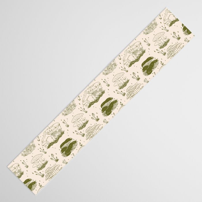 Mushroom Toile in Green Table Runner Gallery Image 3